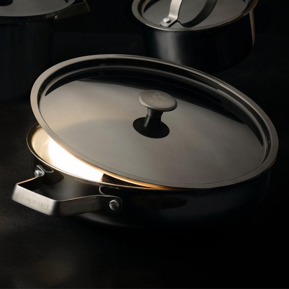 Vargen Thor ALFA 28cm 5-lags italiensk stål pasta-pande med låg