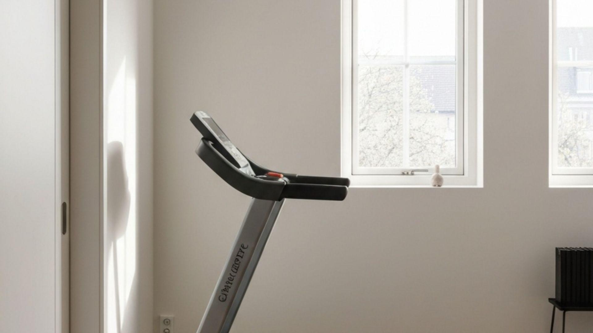 Premium løbebånd i minimalistisk hjemmegym med trægulv