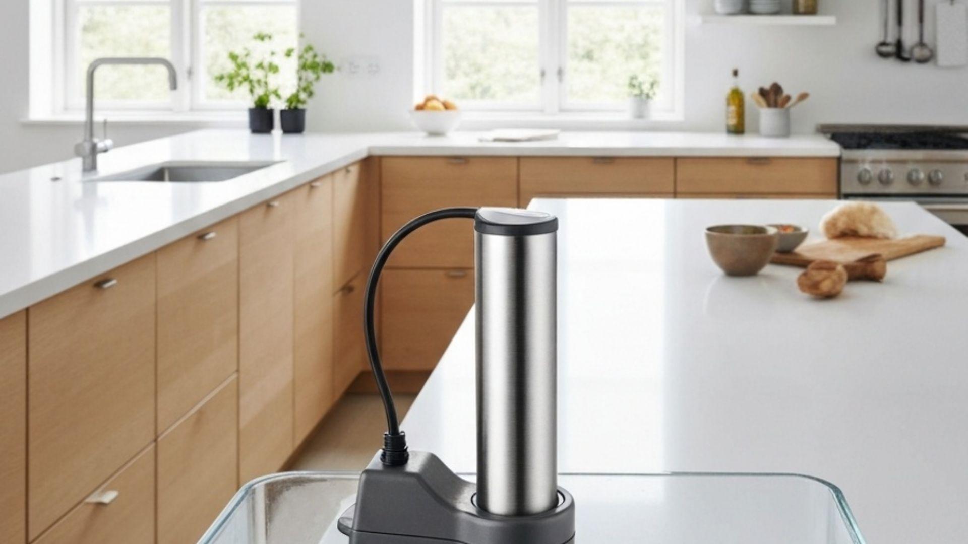 Sous vide-stav i klart vandbad med vakuumpakket bøf