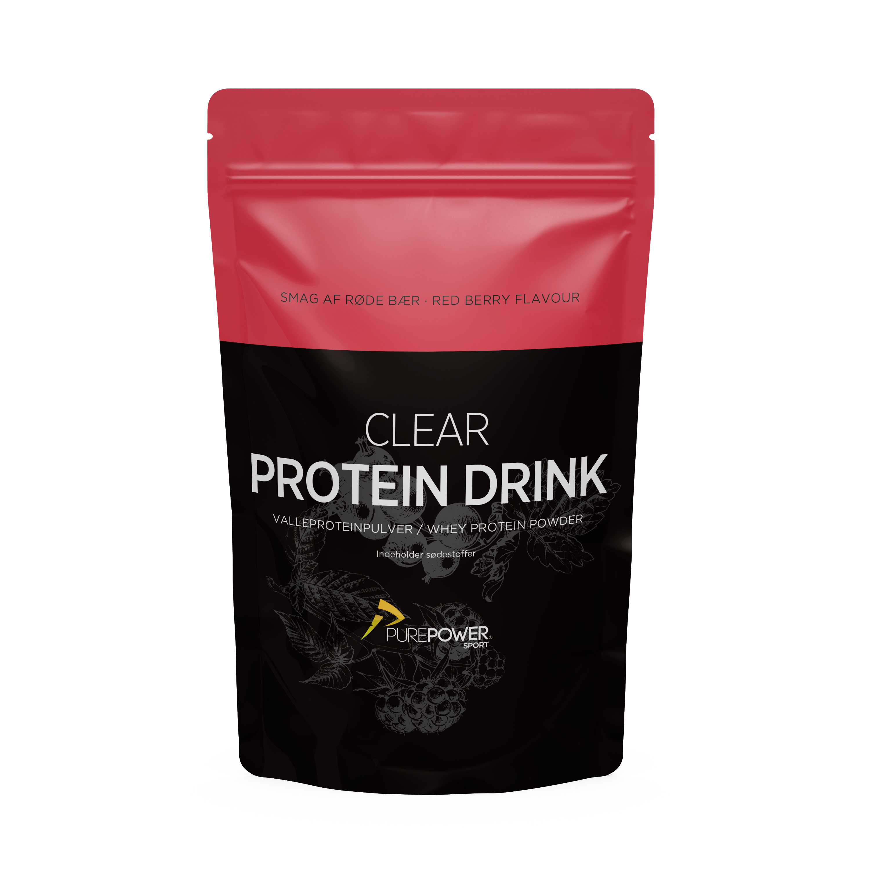 PurePower clear protein drink røde bær 400g