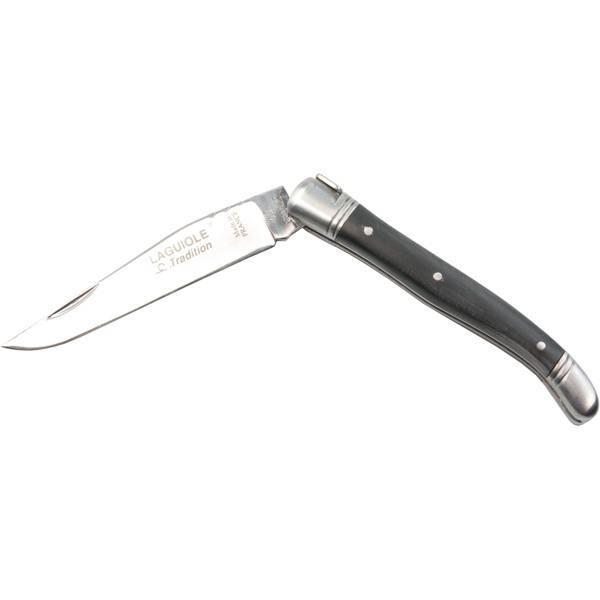 Laguiole Tradition lommekniv med ibenholt-håndtag og 2 stålkraver, 11 cm